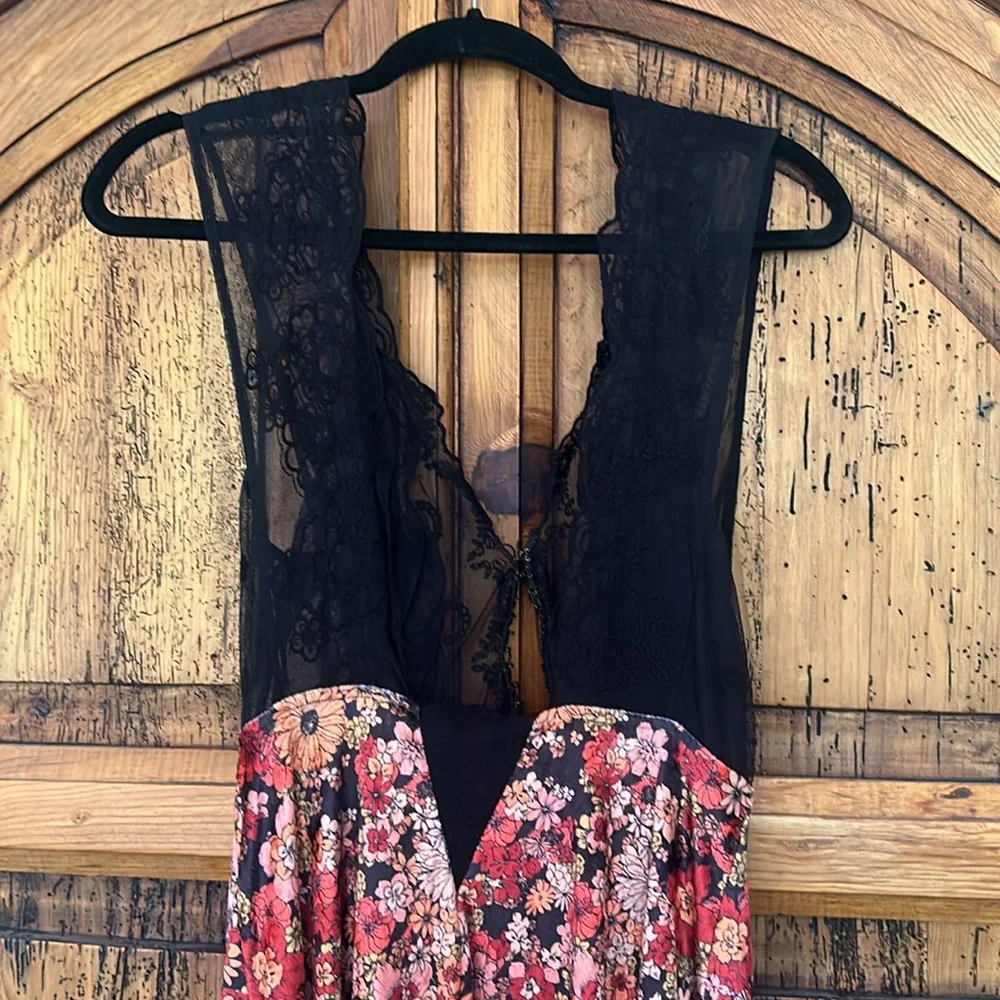 NWT Free People Rare Hideaway Maxi Top Dress Lace Velvet Floral Gothic - Picture 11 of 16
